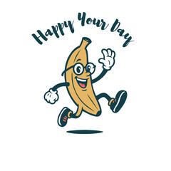 Cheerful Cartoon Banana Mascot Illustration