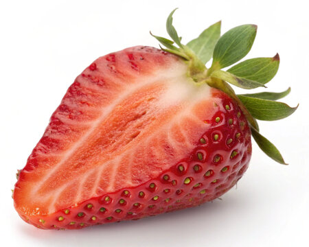 High-resolution PNG image of a ripe red strawberry isolated on a clean white background