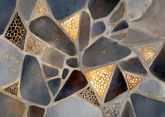 Colorful and textured elements combine in the artistic illustration of a stone wall design