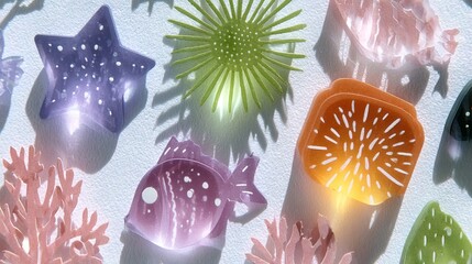 Vibrant paper arts collage featuring an array of colorful shapes and innovative designs suitable for artistic and craft endeavors