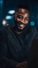 Fototapeta premium Confident man reviewing portfolio performance on digital display