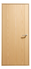 Light pine wooden entrance door with a simple, linear design, ideal for a Scandinavian-style home.