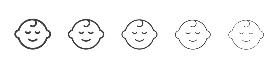 Smiling baby face icon simple illustration logo art