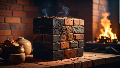 Obraz premium brick wall with smoke