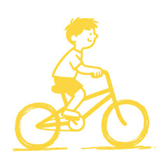 Obraz premium Hand-Drawn Doodle Style Boy Riding Bicycle Icon