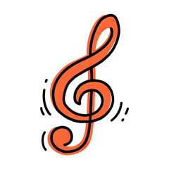 Fototapeta premium Musical Treble Clef Doodle: A Simple Hand-Drawn Sketch of a Treble Clef with Musical Notes, Representing Music and Harmony