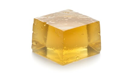 Translucent Golden Jelly Cube A Close-Up Studio Shot of a Vibrant, Jewel-like Dessert