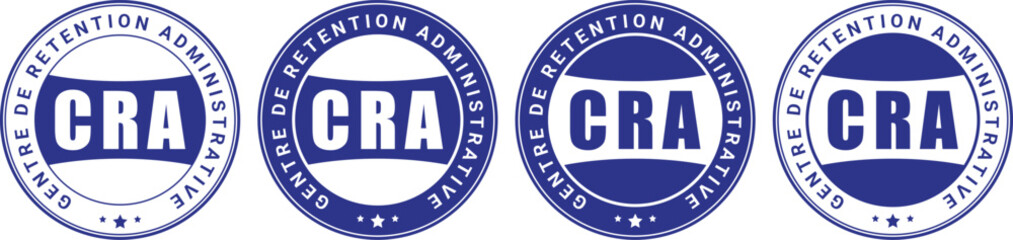 gentre de retention administrative cra circular blue stamps with bold text and border design for official label or institutional identity	