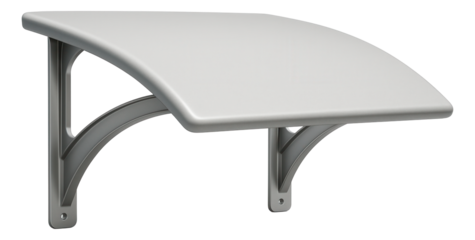 A lightweight fiberglass awning for a duplex entrance, offering a balance of strength and modern aesthetics.