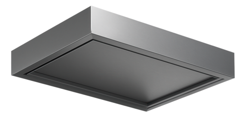 A minimalist aluminum awning with a matte finish for a high-rise apartment's entrance, prioritizing simplicity and function.