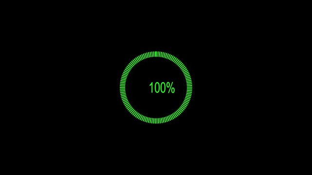 Circle percentage diagram (meter) from 0 to 100, user interface (UI) or infographic - indicator of loading status. Loading indicator in the form of a pie chart, animation of the loading process
