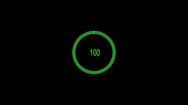 Circle percentage diagram (meter) from 0 to 100, user interface (UI) or infographic - indicator of loading status. Loading indicator in the form of a pie chart, animation of the loading process