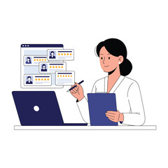 Woman Giving Star Reviews Online