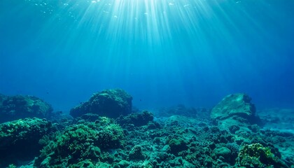 Obraz premium Underwater scene with sunlight.