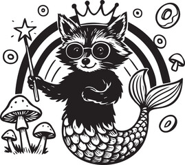 weird raccoon with wand