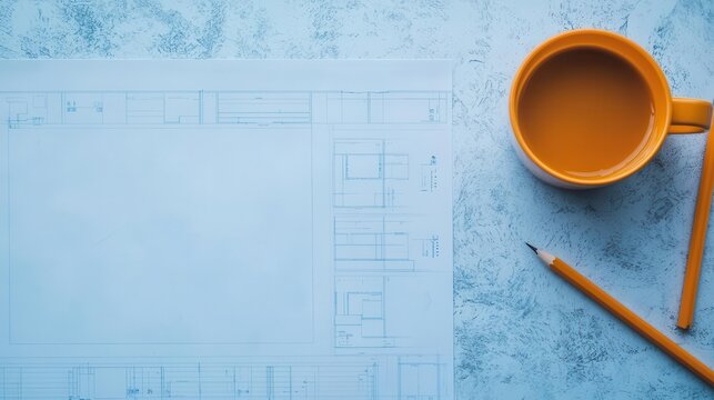 Strategy blueprint on white surface with digital overlays