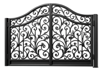 Large sliding gate for a residential villa, incorporating ornate wrought iron patterns for an elegant appearance.