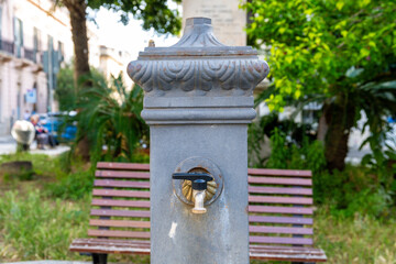 Public water fountain in park, Reggio Calabria