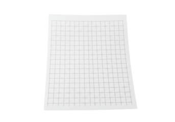 transparent graph paper with fine black grid, perfectly flat, isolated on a transparent background in a professional studio, top-down view, no shadows, concept of precision and order for