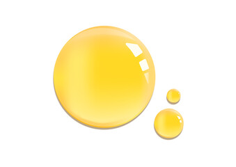 Yellow drops of gel close up cosmetic product for moisturizing the skin of the face or body isolated on a white background. Honey stain