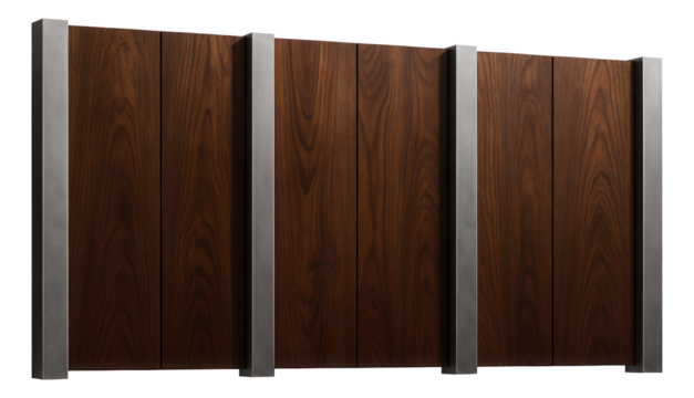 A robust wooden security fence for a private estate, featuring reinforced panels and a formidable appearance.