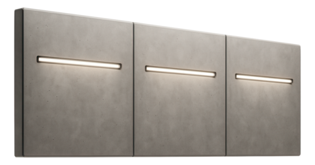 Concrete fence panels with embedded LED lights for a modern and functional driveway boundary.