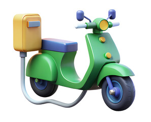 3d illustration rendering of isolated transparent Electric scooter charging icon