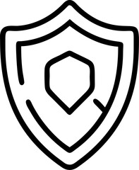 shield vector outline icon on white or transparent background. Military Solid Editable Icon
