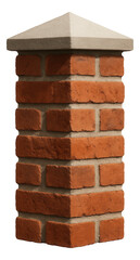 Naklejka premium Brick fence post with a red clay finish, perfect for a traditional home entrance.