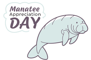Fototapeta premium Cute Manatee Illustration for Manatee Appreciation Day Celebration and Awareness