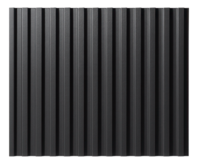 Corrugated metal fence with a vertical slat design for a modern apartment terrace, allowing airflow without compromising privacy.