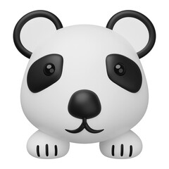 3d cute panda head icon with foot isolated. mascot, character, logo, cartoon style, 3d render illustration © sirawut