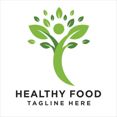 Healthy Food Logo Template, Green Vegetables