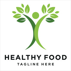 Healthy Food Logo Template, Green Vegetables