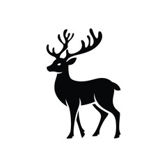 Obraz premium reindeer silhouette vector icon for Christmas and winter holiday designs an elegant black and white graphic of a deer associated with Santa
