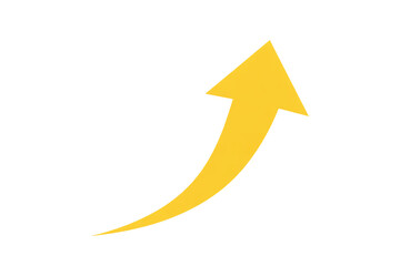 Yellow curved arrow pointing upwards isolated on transparent background