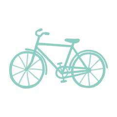 Fototapeta premium Teal Bicycle Simple Hand - Drawn Doodle