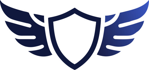 shield wings vector outline icon on white or transparent background. Military Solid Editable Icon