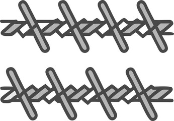 barbed wire vector outline icon on white or transparent background. Military Solid Editable Icon