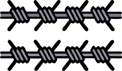 barbed wire vector outline icon on white or transparent background. Military Solid Editable Icon