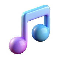 3d rendered musical note with gradient colors isolated on white background