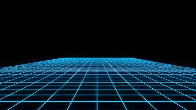 Futuristic blue grid on black background in digital style  