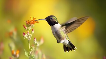Fototapeta premium Hummingbird feeding on flower
