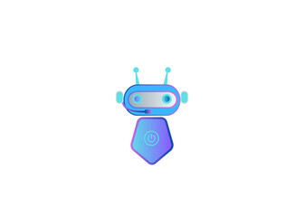 Chatbot AI Communication, blue robot toy,Futuristic chatbot and artificial intelligence assistant concept. PNG