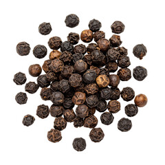 Obraz premium Pile of dried black peppercorns for culinary seasoning and spice on transparent background