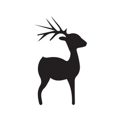 Deer vector silhouette,black color isolated on white background.Vector illustration