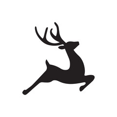 Deer vector silhouette,black color isolated on white background.Vector illustration