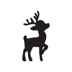 Deer vector silhouette,black color isolated on white background.Vector illustration