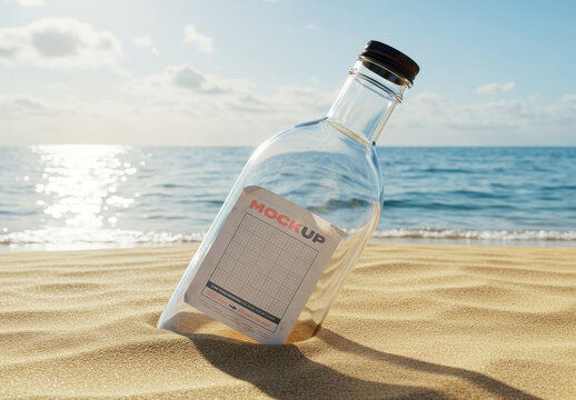 Bottle on the Beach Label Mockup