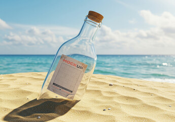 Bottle on the Sand Label Mockup